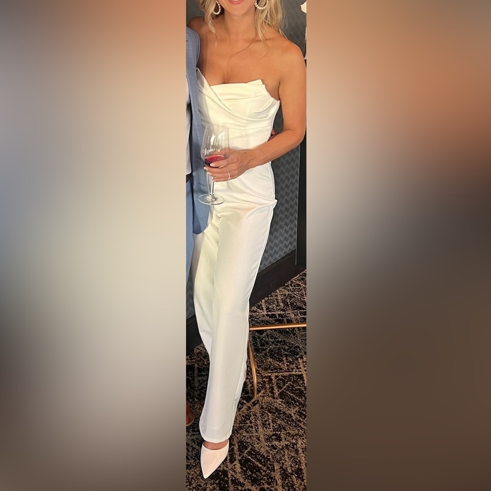 Club L London White Strapless Jumpsuit